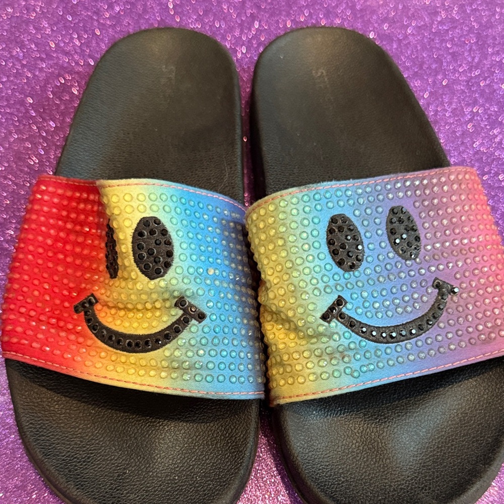 Steve Madden Multicolor Smiley Kids Slide Sandals